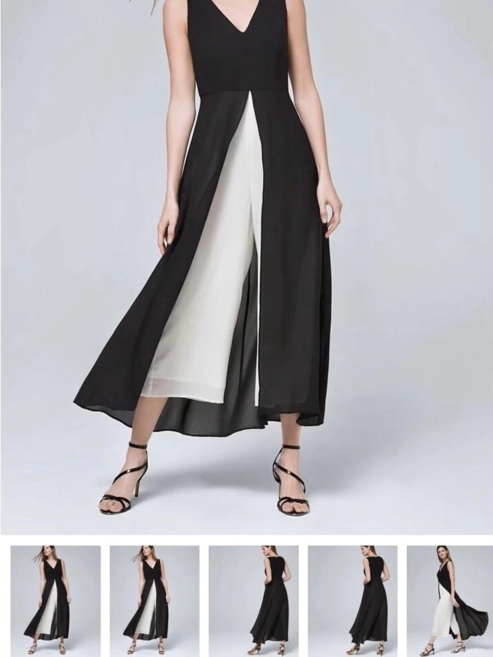 White House Black Market Sleeveless Jumpsuit Black & White - Size 6